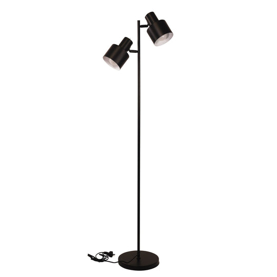 Ari 2 Light Floor Lamp Black With Black Head