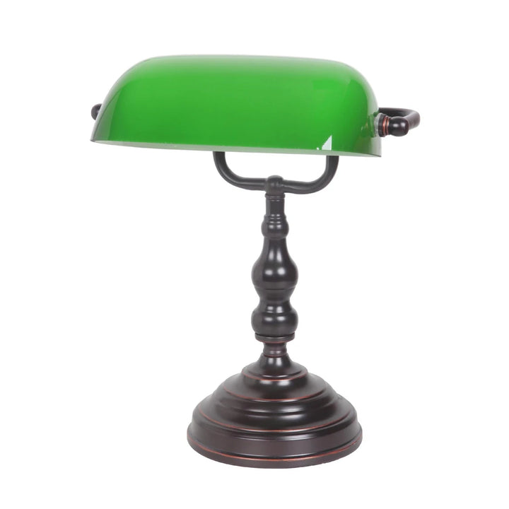 Lode Bankers Table Lamp - Green and Bronze