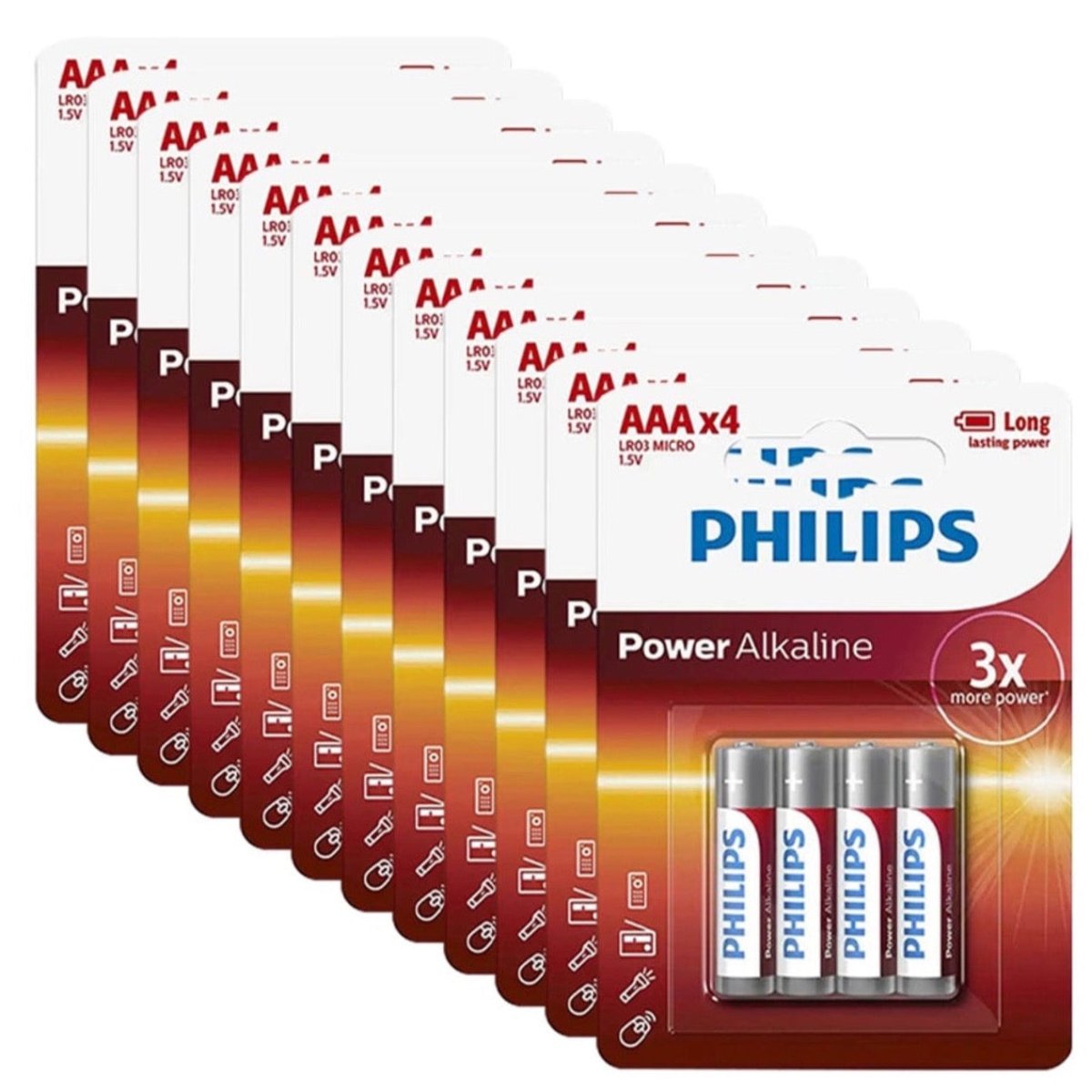 48 Pack GENUINE Philips Long Life Alkaline AAA Battery Cosmo Lighting