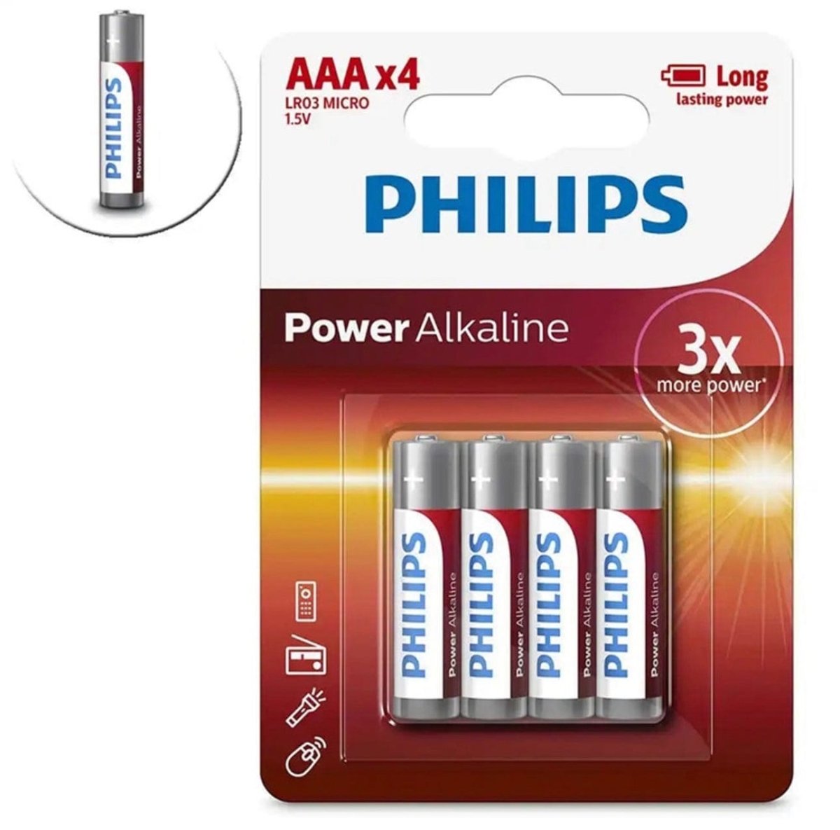 48 Pack GENUINE Philips Long Life Alkaline AAA Battery Cosmo Lighting