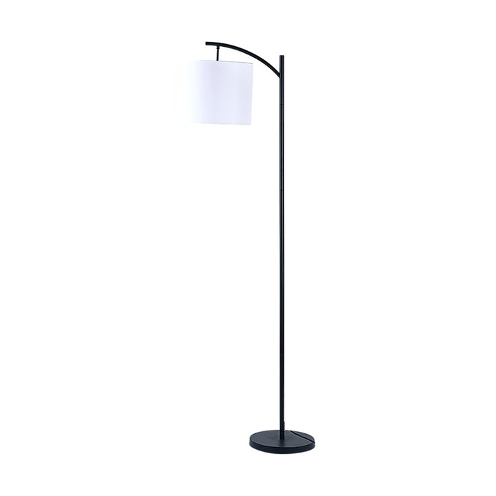 Modern Black Floor Lamp with White Shade & Foot Switch