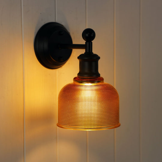 Brighton Wall Light Black & Amber Glass - OL69371AM
