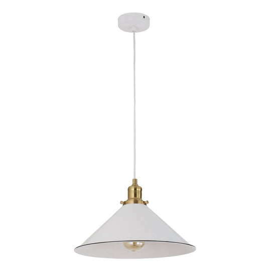 Cerema Coolie White with Antique Brass & Black Highlight Pendant Lights