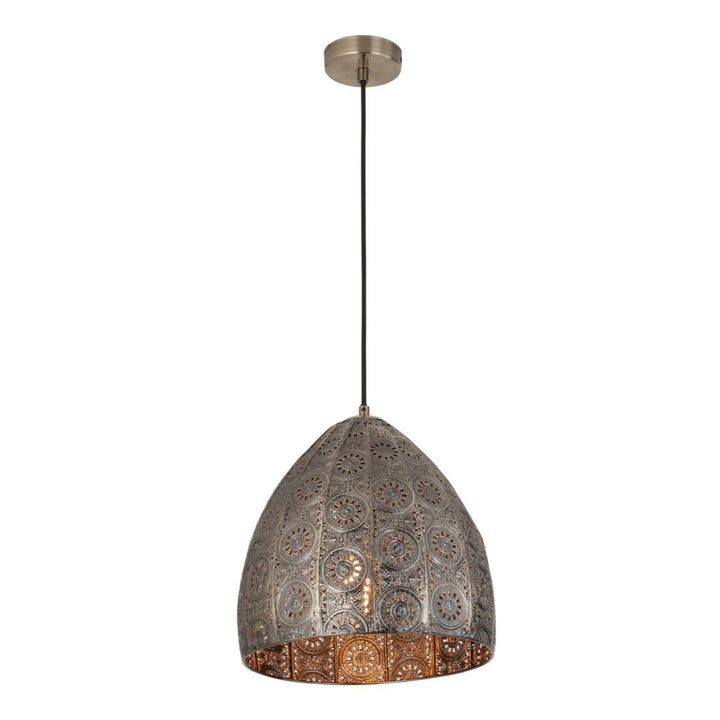 Sari Interior Embossed Ellipse Aged Brass Steel Ombre Pendant Light