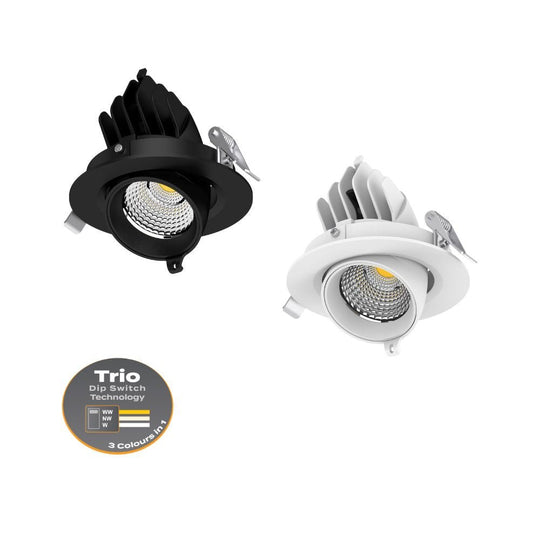 Domus SCOOP-13-TRIO - Round 13W Adjustable LED Tri-Colour Dimmable Downlight 240V - TRIO