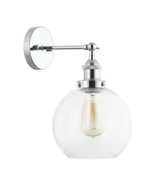Interior Clear Wine Glass Shape With Chrome Highlight 1 Light Wall Light - PESINI4W