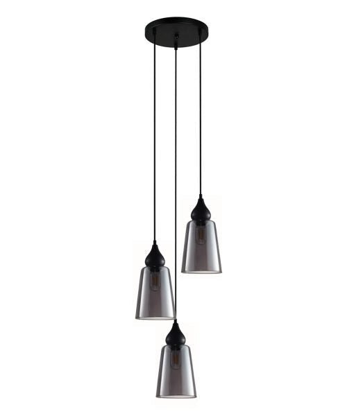 Interior Ellipse Glass Shape 3 Light Cluster Pendant Black Smoke - JEREZ2X3R
