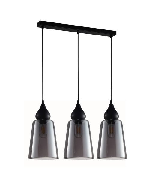 Interior Ellipse Glass Shape 3 Light Island Pendant Black Smoke - JEREZ2X3S