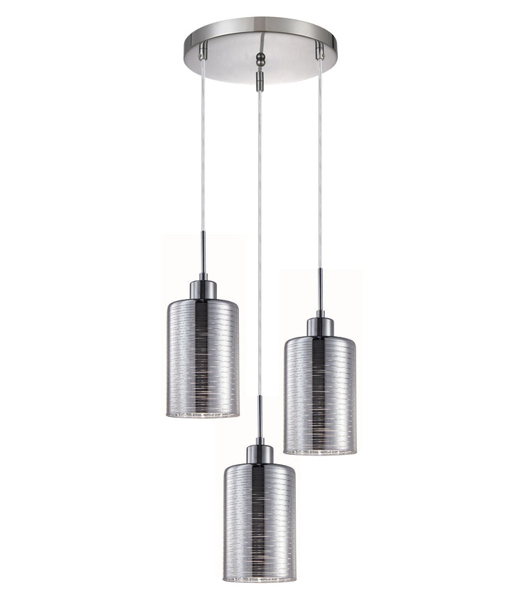 Interior Iron & Chrome Glass 3 Light Cluster Pendant - ESPEJO1X3R
