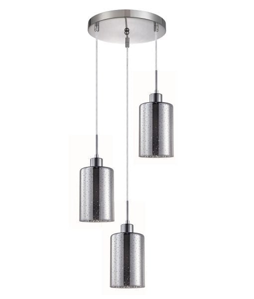 Interior Iron & Chrome Glass With Dotted Effect 3 Light Cluster Pendant - ESPEJO3X3R