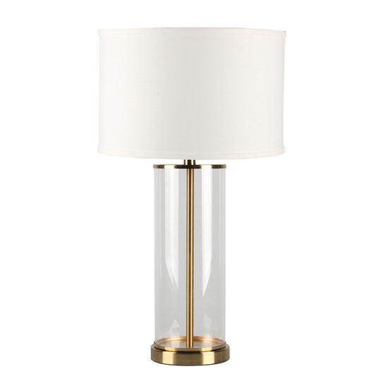 Left Bank Table Lamp - Brass w White Shade