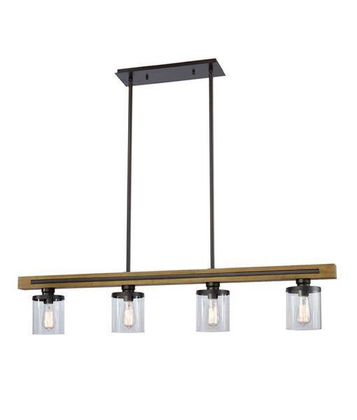 METI Warm Chestnut Wood 4 Light Bar Pendant - METI02