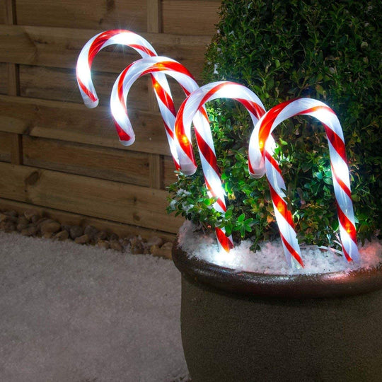 Solar Power Set of 4 Small Candy Cane - 2 Colour Options