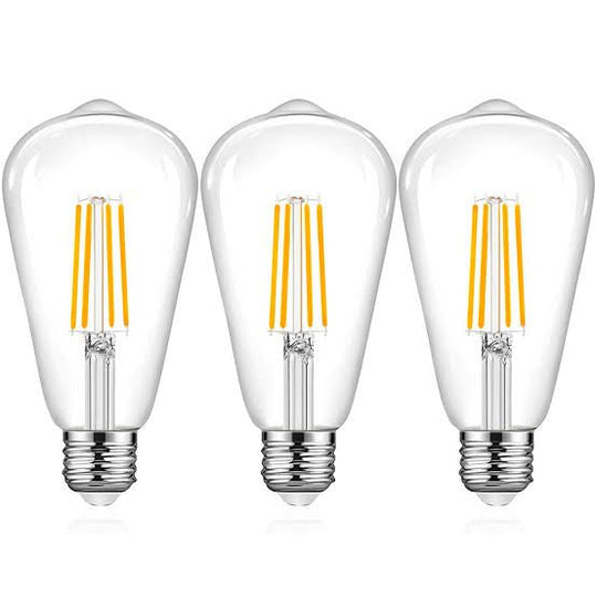 3 Pack - 8W LED ST64 Pear Shape Filament Clear Globe - E27