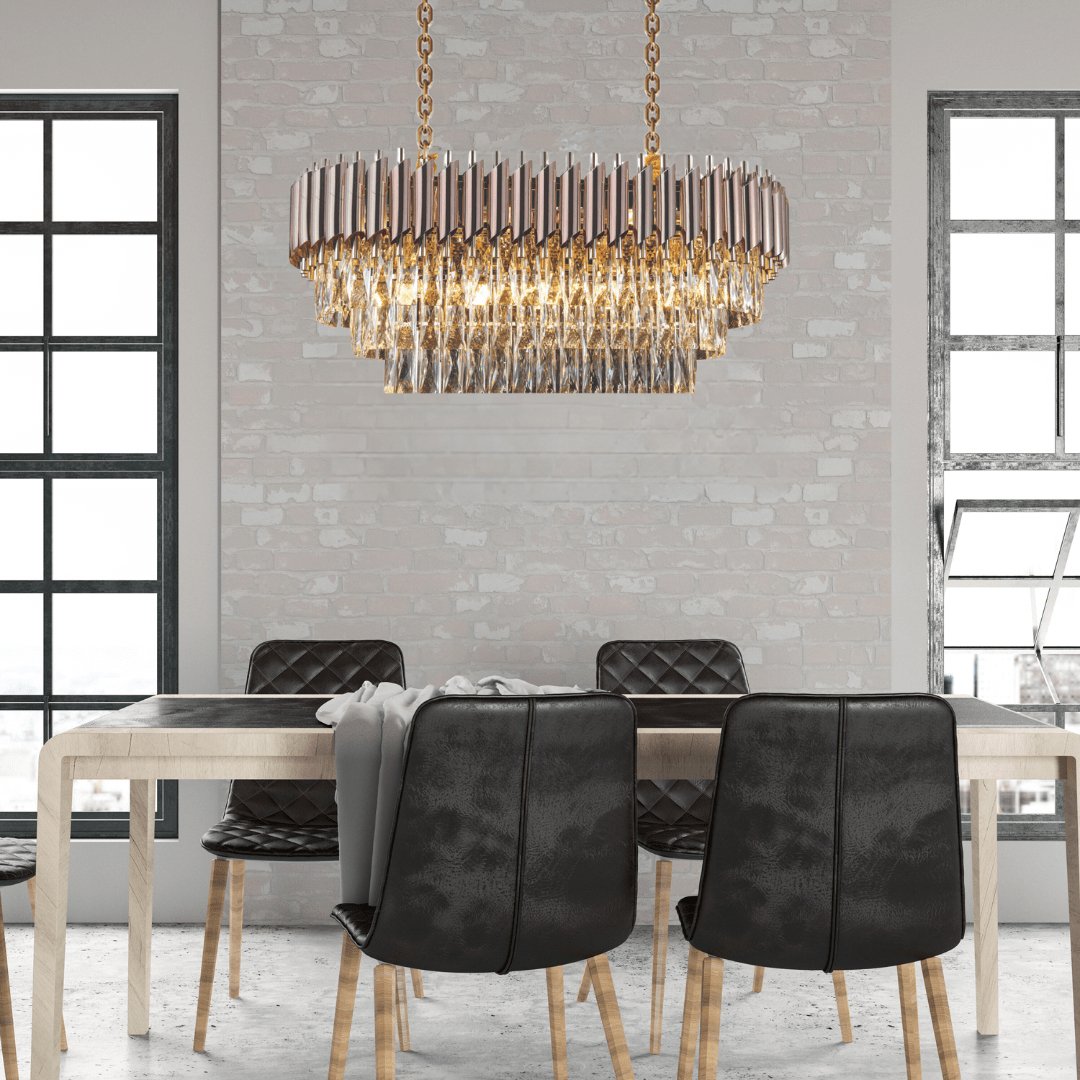 WINDSOR Premium Crystal Chandelier with Rose Gold Edging-Chandeliers-Lighting Creations