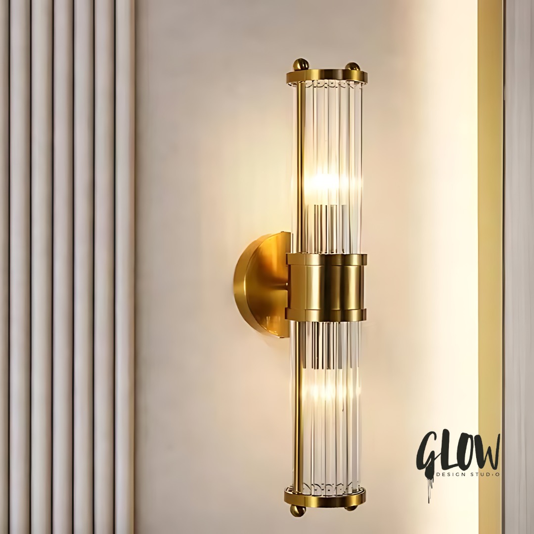 Park Lane Antique Brass and Ribbed Glass Wall Light