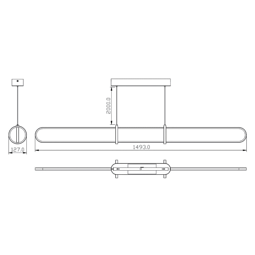 LEXINGTON Linear TriColour Selectable Matte Black LED Pendant