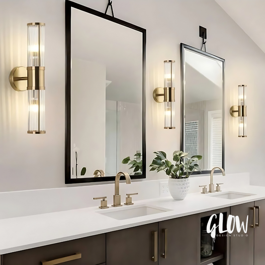 Park Lane Antique Brass and Ribbed Glass Wall Light