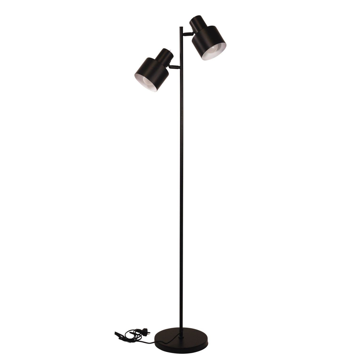 Ari 2 Light Floor Lamp Black With Black Head