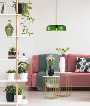 GELATINA: Interior Dome Glass with Brass Highlight Pendant Lights