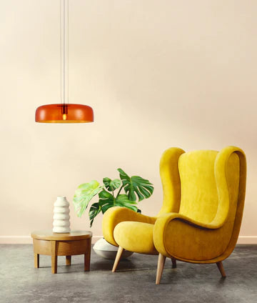 GELATINA: Interior Dome Glass with Brass Highlight Pendant Lights