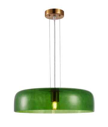 GELATINA: Interior Dome Glass with Brass Highlight Pendant Lights