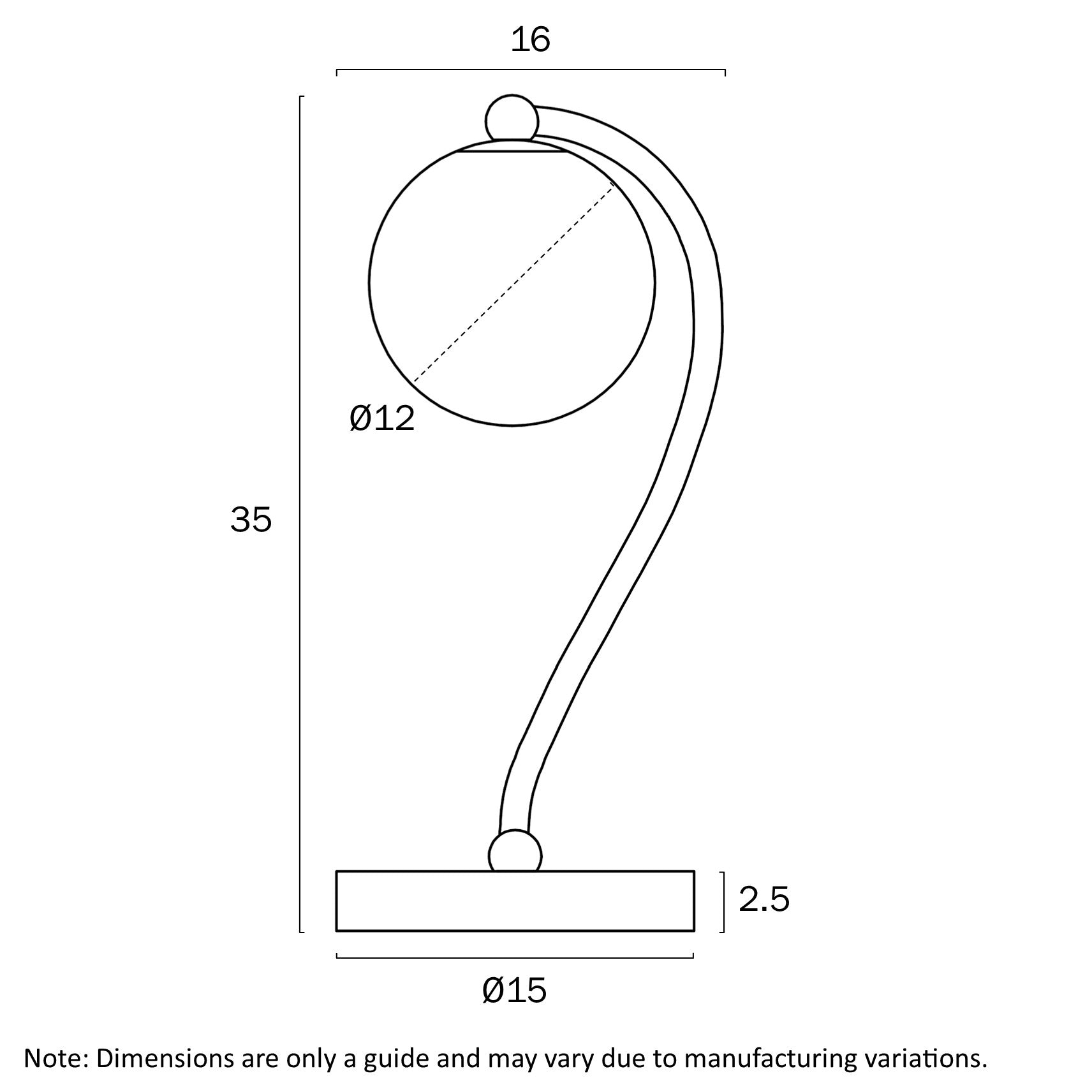 FELTON BALL TABLE LAMP BLACK MARBLE BASE