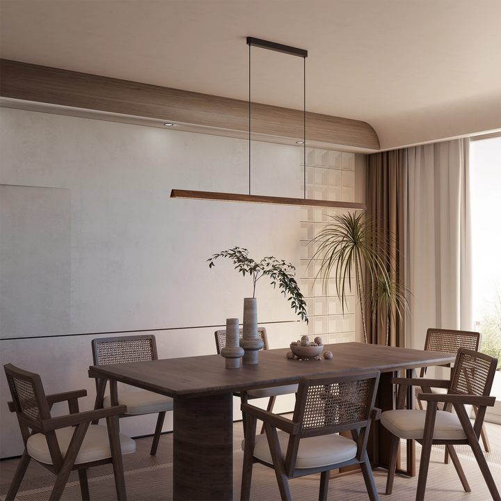 Calibo Avocent 1500mm Slim Timber Triangular Edge LED Linear Pendant