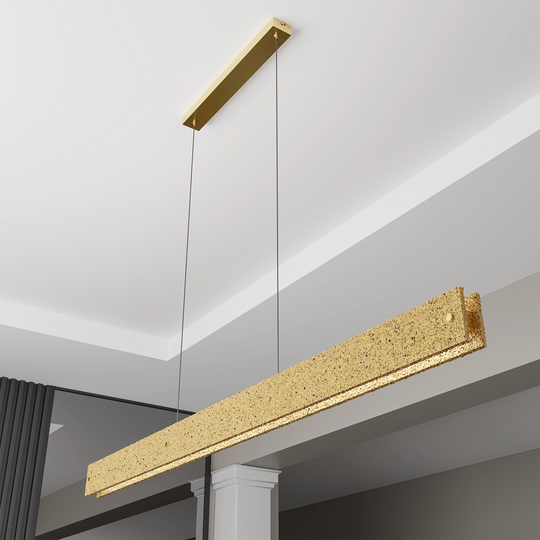 Calibo Couas 12 Dropper LED Pendant Textured Aluminium 120W TRI Colour Non-dimmable Gold Round base