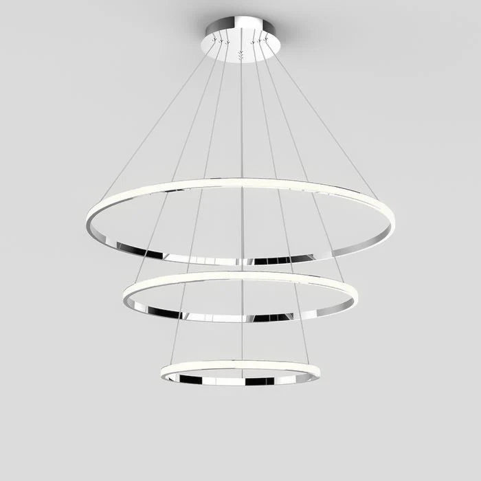 Crown 3 Ring Pendant Light 3000k/5000k in Black, Chrome or Gold