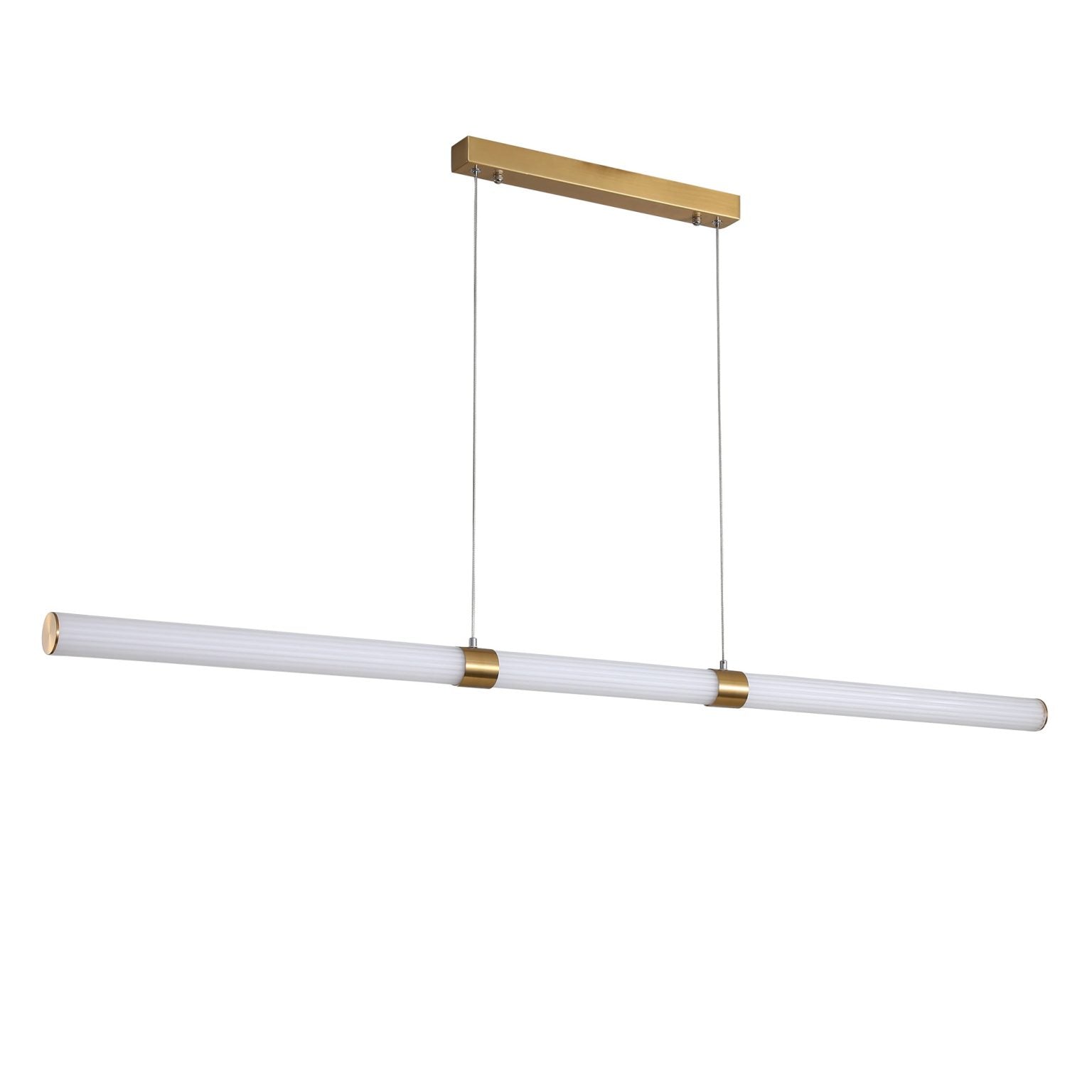 MAXWELL SATIN BRASS Linear Ribbed TriColour LED Pendant