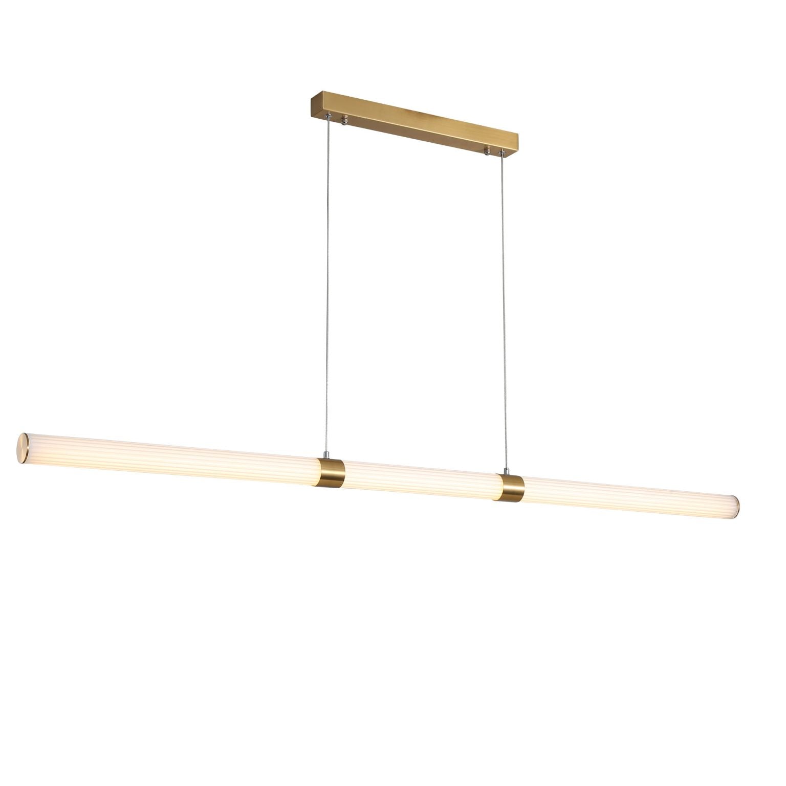 MAXWELL SATIN BRASS Linear Ribbed TriColour LED Pendant