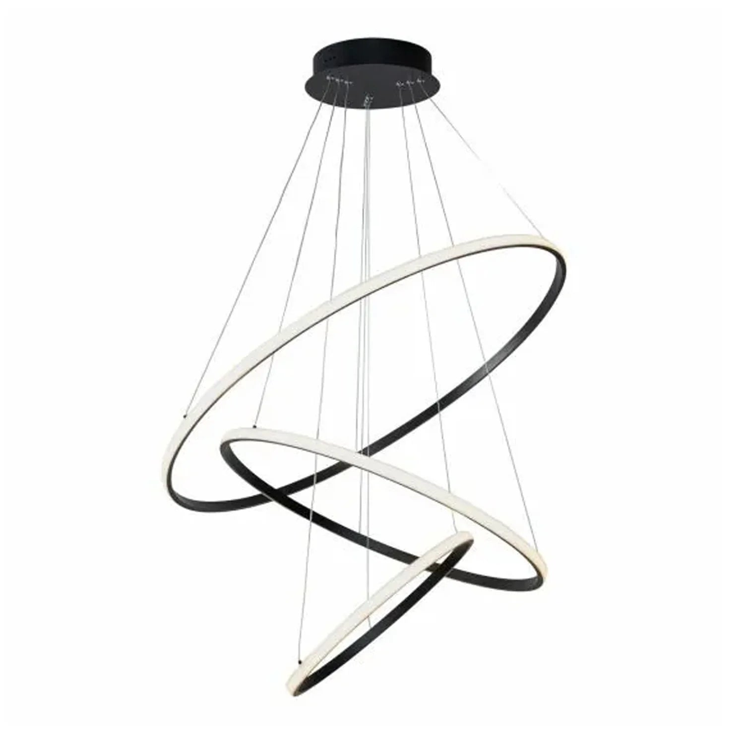 Crown 3 Ring Pendant Light 3000k/5000k in Black, Chrome or Gold