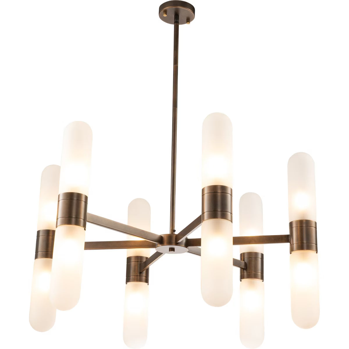 Hepburn 12 Light 6 Arm Pendant Antique Brass