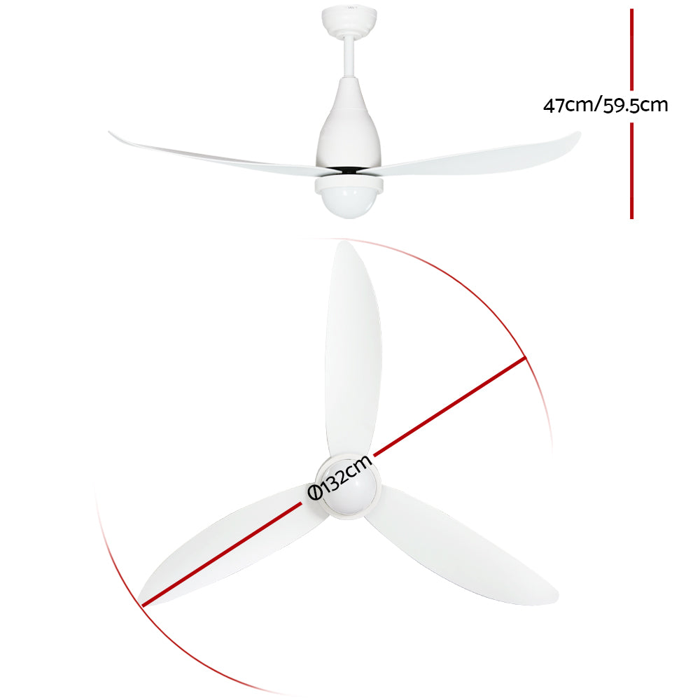 Devanti 52'' Ceiling Fan DC Motor LED Light Remote Control - White ...