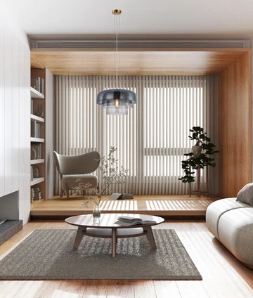 GELATINA: Interior Dome Glass with Brass Highlight Pendant Lights