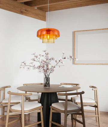 GELATINA: Interior Dome Glass with Brass Highlight Pendant Lights