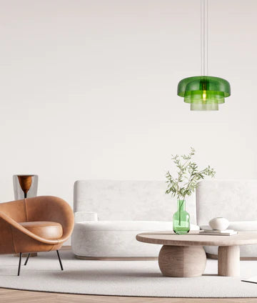 GELATINA: Interior Dome Glass with Brass Highlight Pendant Lights