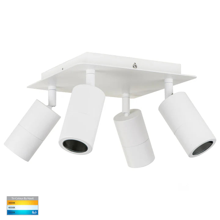 Tivah White 4 Light TRI Colour LED Square Plate
