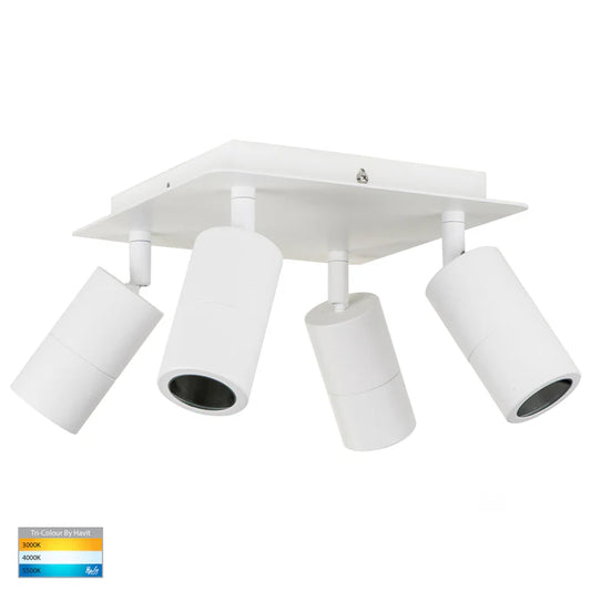 Tivah White 4 Light TRI Colour LED Square Plate