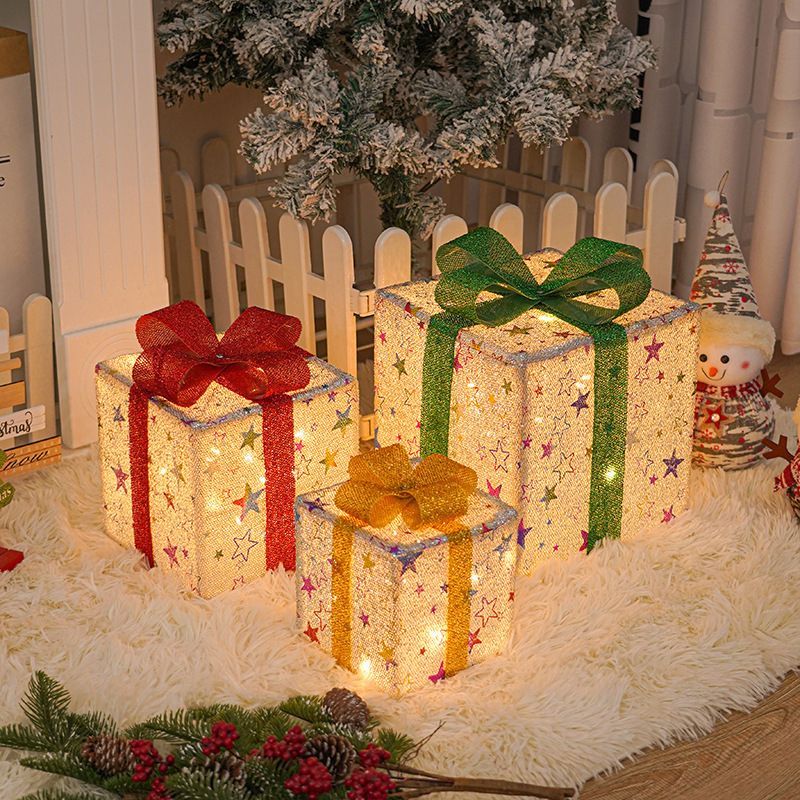 Christmas gift box, LED decorative lights, holiday decor, festive room decoration, battery operated Christmas lights, gift box lights, Australian Christmas decorations - Christmas - Size 2