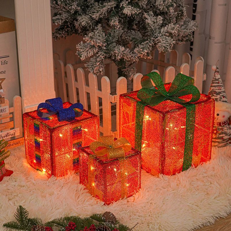 Christmas gift box, LED decorative lights, holiday decor, festive room decoration, battery operated Christmas lights, gift box lights, Australian Christmas decorations - Christmas - Size 4