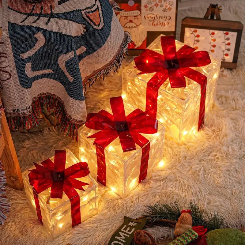 Christmas gift box, LED decorative lights, holiday decor, festive room decoration, battery operated Christmas lights, gift box lights, Australian Christmas decorations - Christmas - Size 5