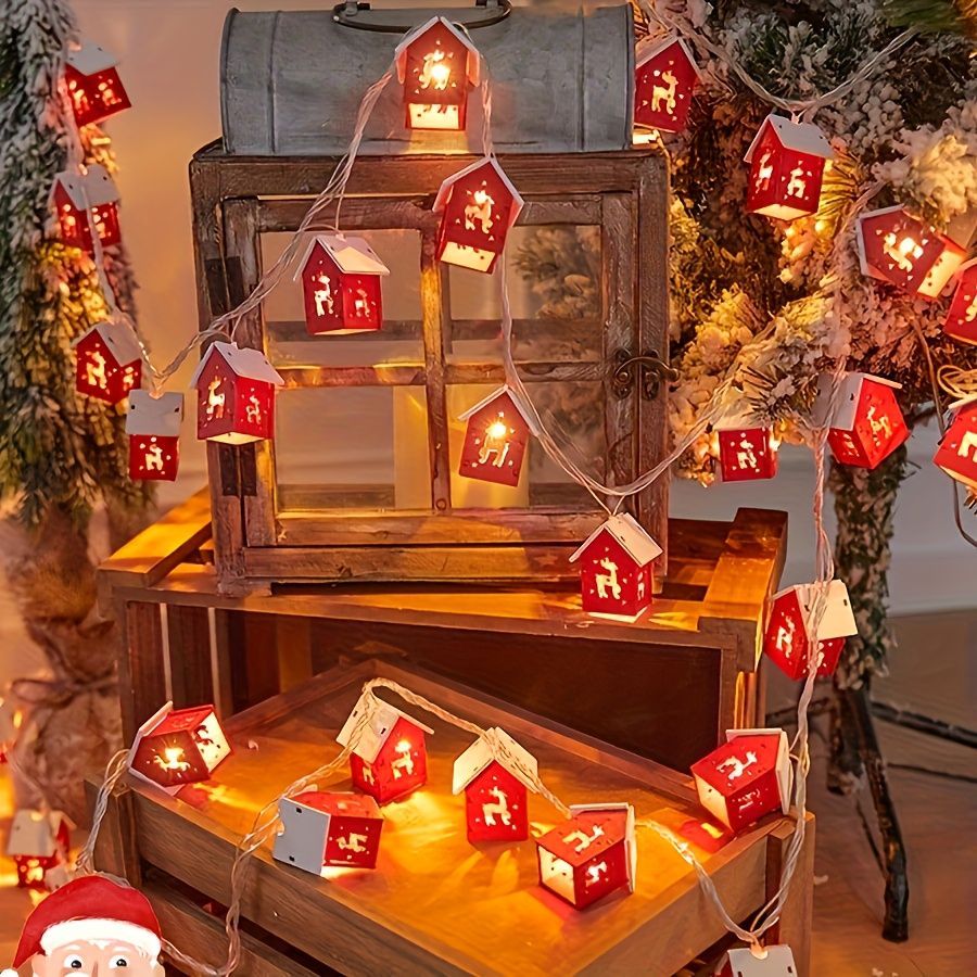 Christmas Outdoor Decorations Christmas String Lights Red House Shaped Lights - Christmas tree - Size 320cm USB model