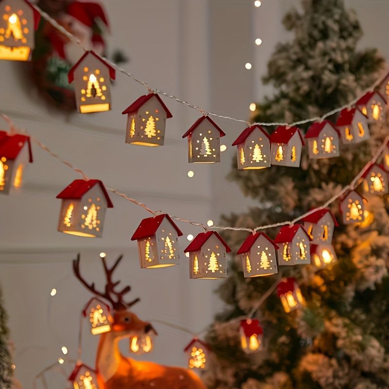 Christmas Outdoor Decorations Christmas String Lights Red House Shaped Lights - Christmas tree - Size 320cm USB model