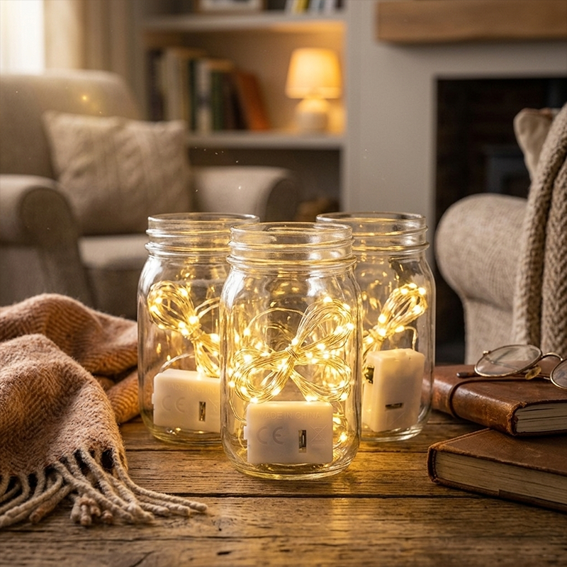 24 Battery Operated Fairy Lights [3 Modes] 7ft 20 LED Mini Twinkle String Lights Waterproof Silver Wire Firefly Starry Sky Lights for Weddings, Mason Jars, Christmas Decorations, Warm White