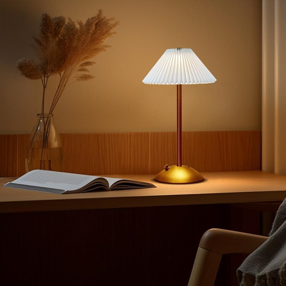 Portable LED Table Lamp with 3 Brightness Levels, USB Desk Lamp for Bedside Dining Table and Desk, White