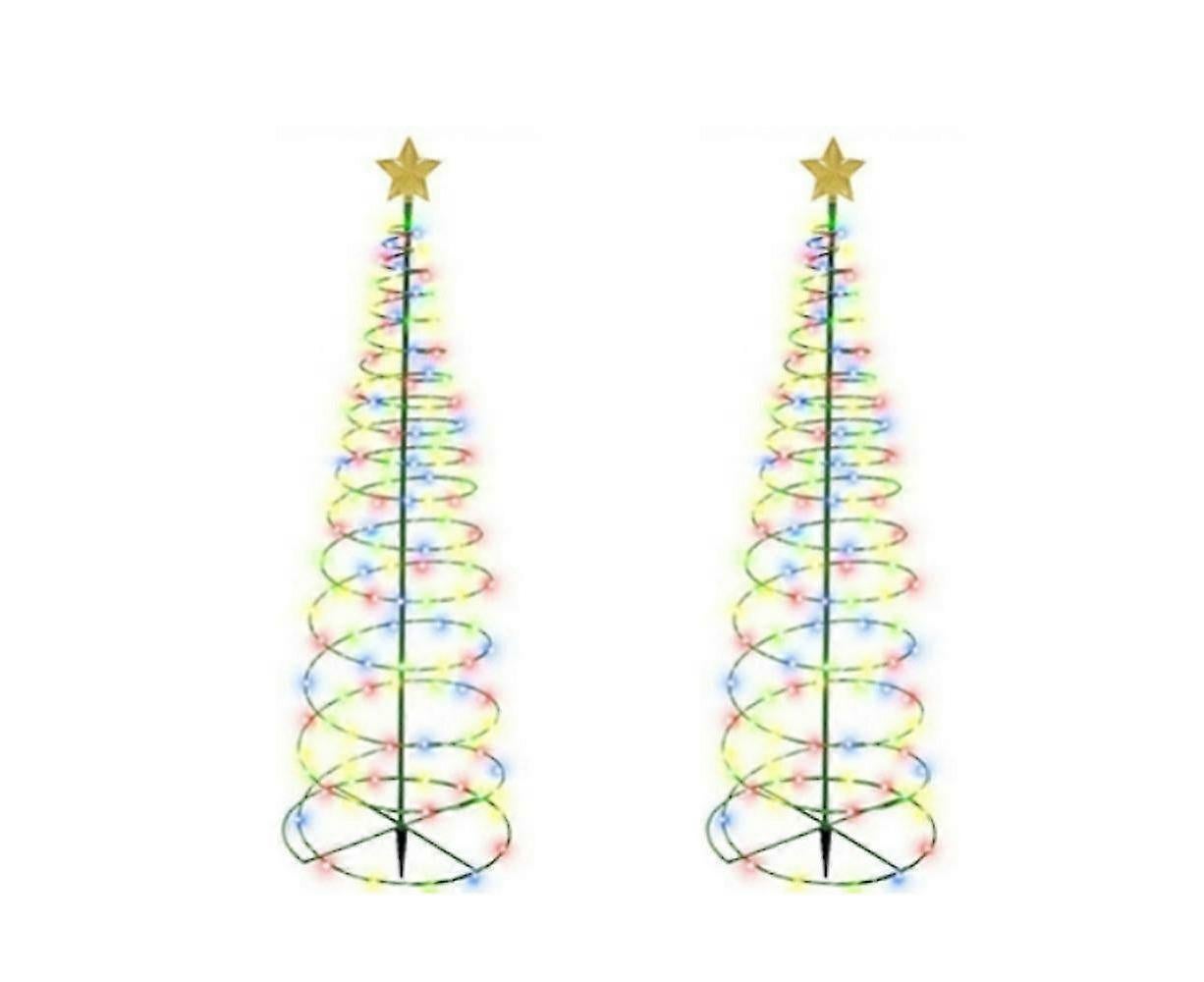 Solar Powered LED Christmas Tree Stake Light Yard Garden Pathway Lights Outdoor 2x Color lights