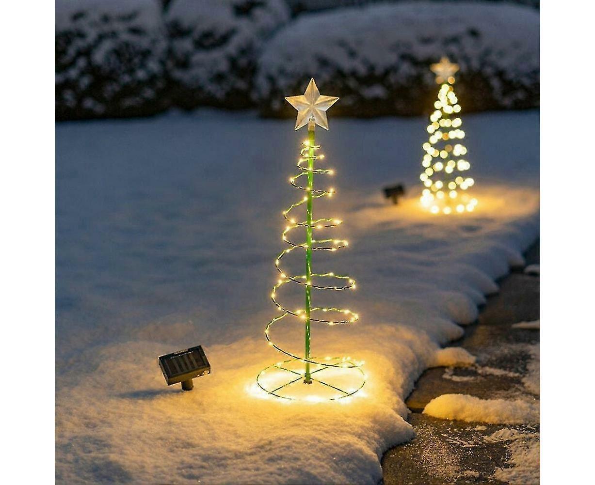 Solar Powered LED Christmas Tree Stake Light Yard Garden Pathway Lights Outdoor 2x Color lights