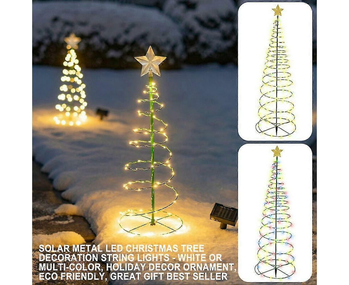 Solar Powered LED Christmas Tree Stake Light Yard Garden Pathway Lights Outdoor 2x Color lights